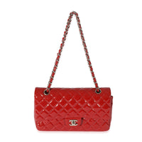 Chanel Red Patent Classic Medium Double Flap