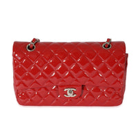 Chanel Red Patent Classic Medium Double Flap