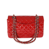 Chanel Red Patent Classic Medium Double Flap