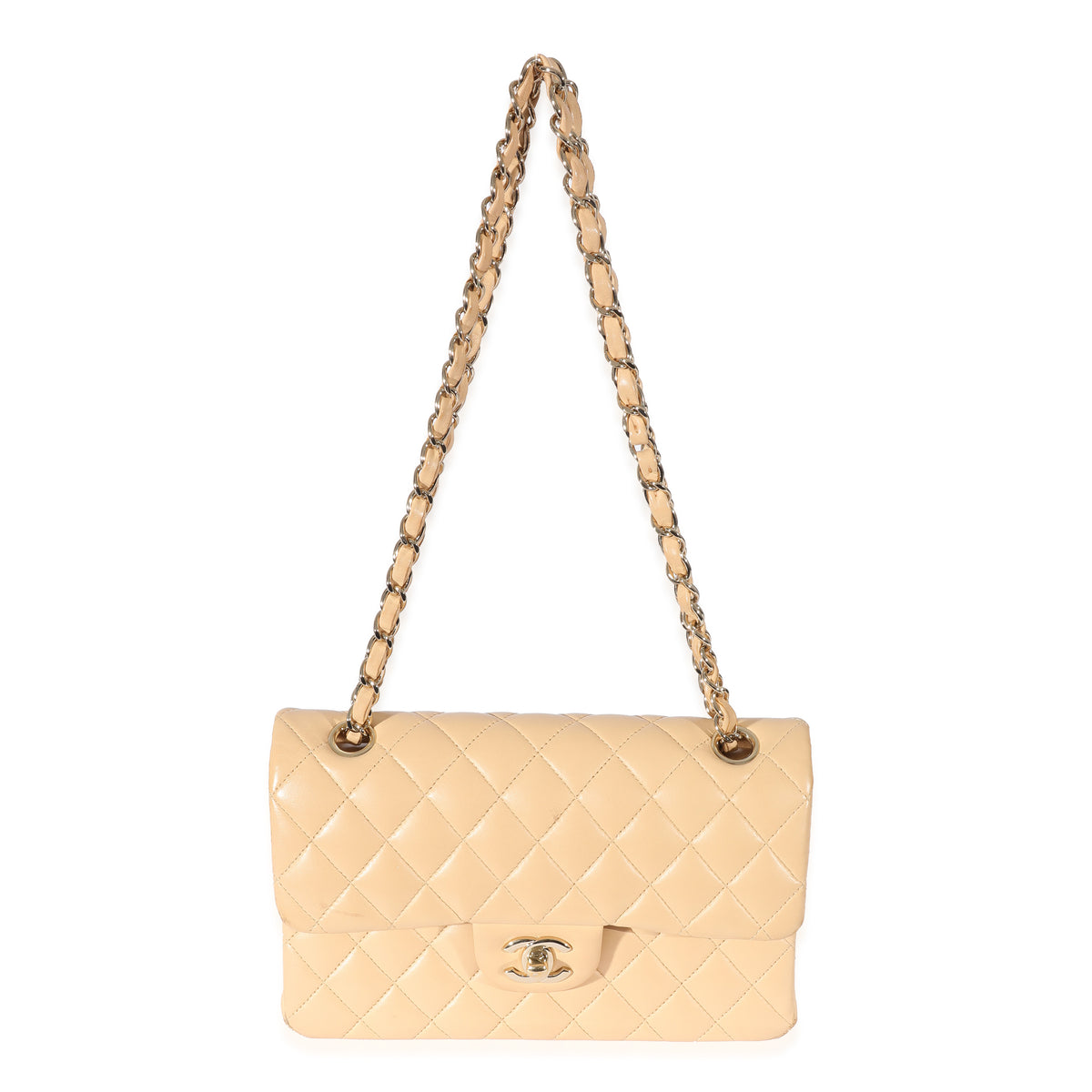 Chanel Beige Quilted Lambskin Small Classic Double Flap Bag, myGemma, NZ