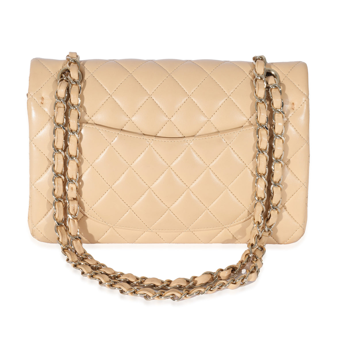 Chanel Beige Quilted Lambskin Small Classic Double Flap Bag