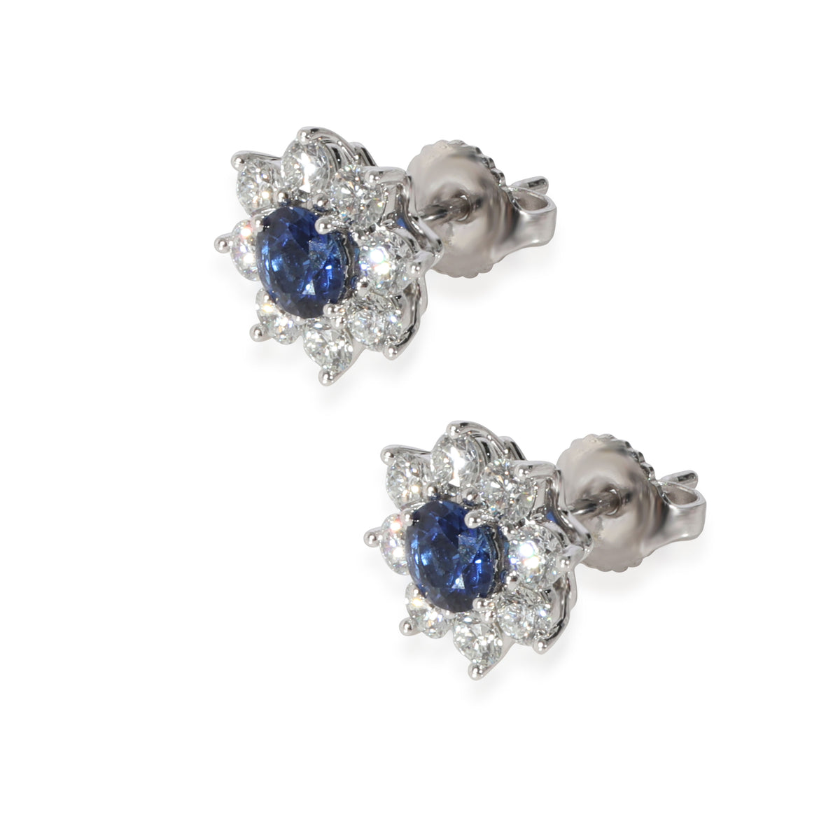 Harry Winston Sunflower Blue Sapphire Diamond Earrings in  Platinum VS2 0.91 CTW