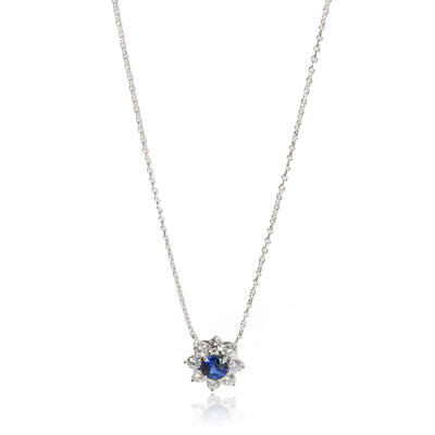 Harry Winston Sunflower Blue Sapphire Diamond Necklace in  Platinum VS1 0.47 CTW