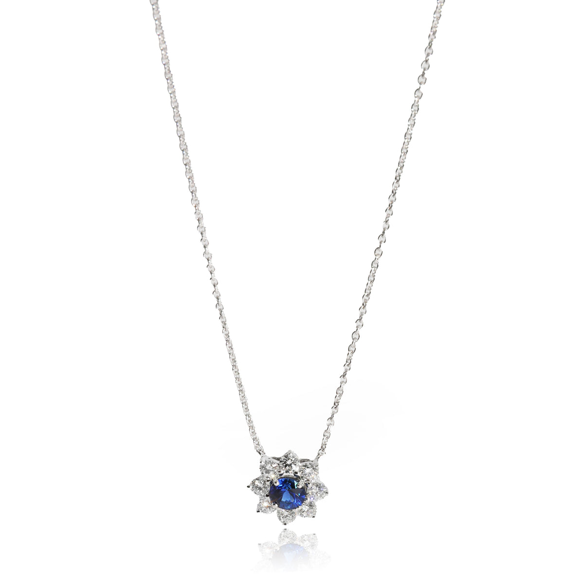 Harry Winston Sunflower Blue Sapphire Diamond Necklace in Platinum