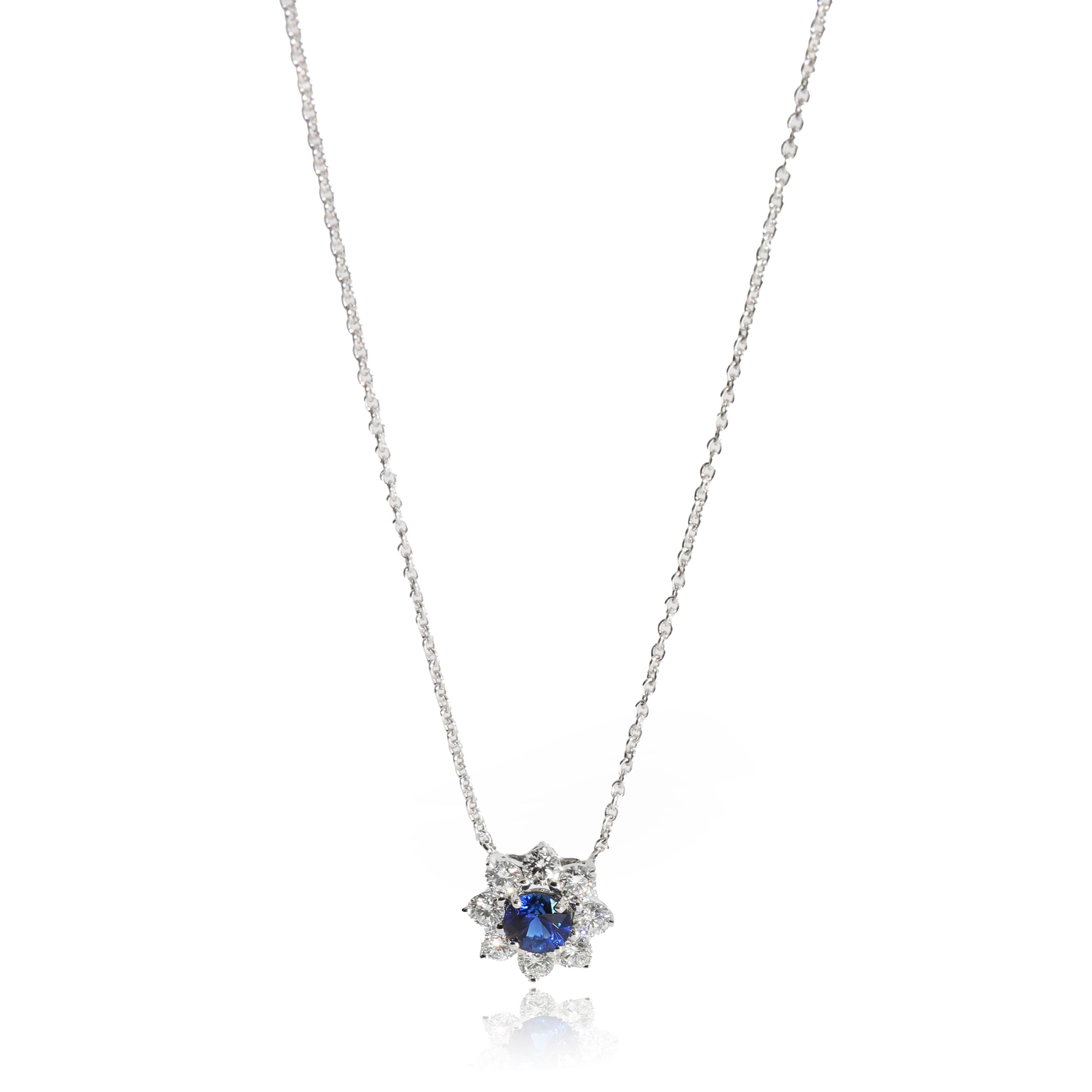 Harry Winston Sunflower Blue Sapphire Diamond Necklace in Platinum