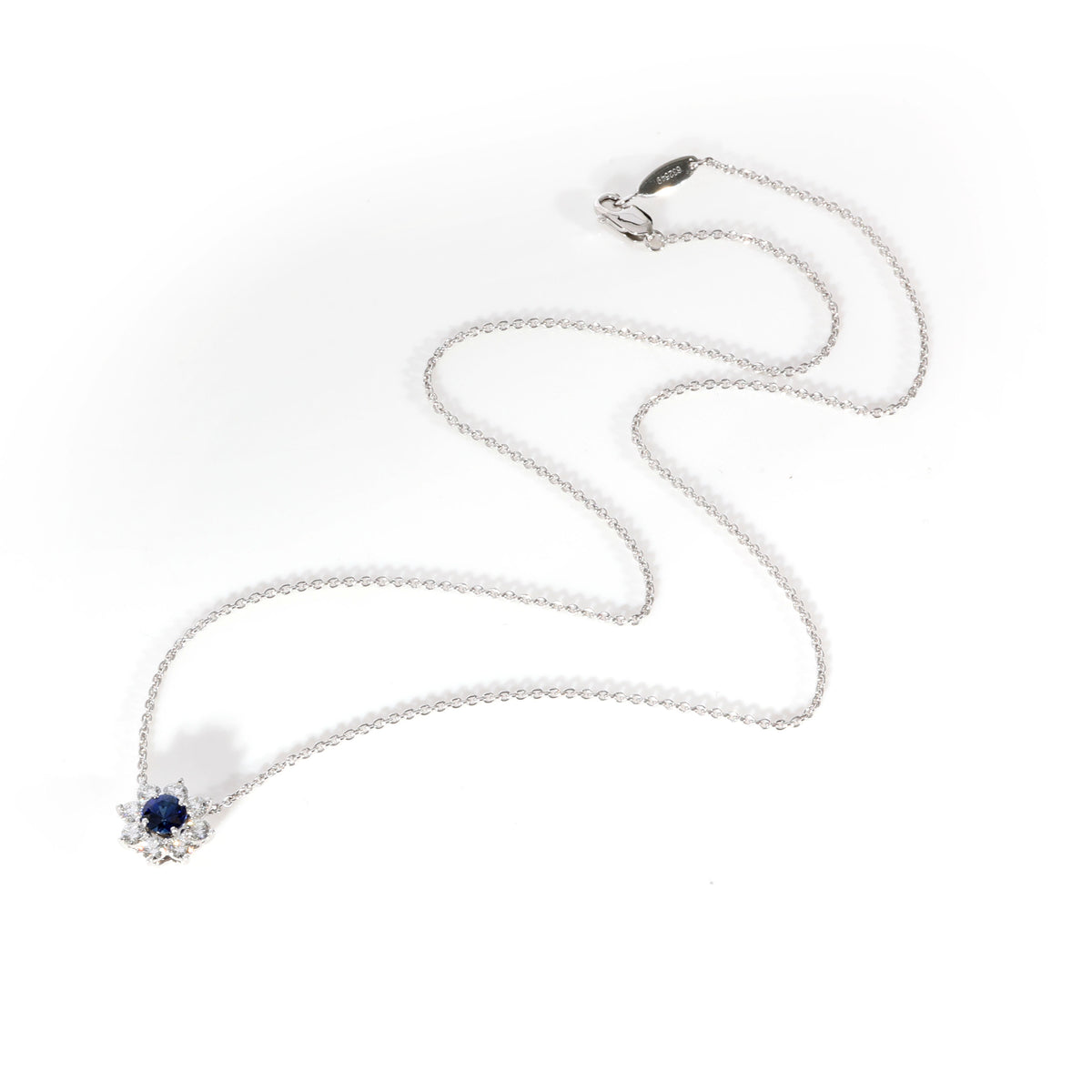 Harry Winston Sunflower Blue Sapphire Diamond Necklace in  Platinum VS1 0.47 CTW