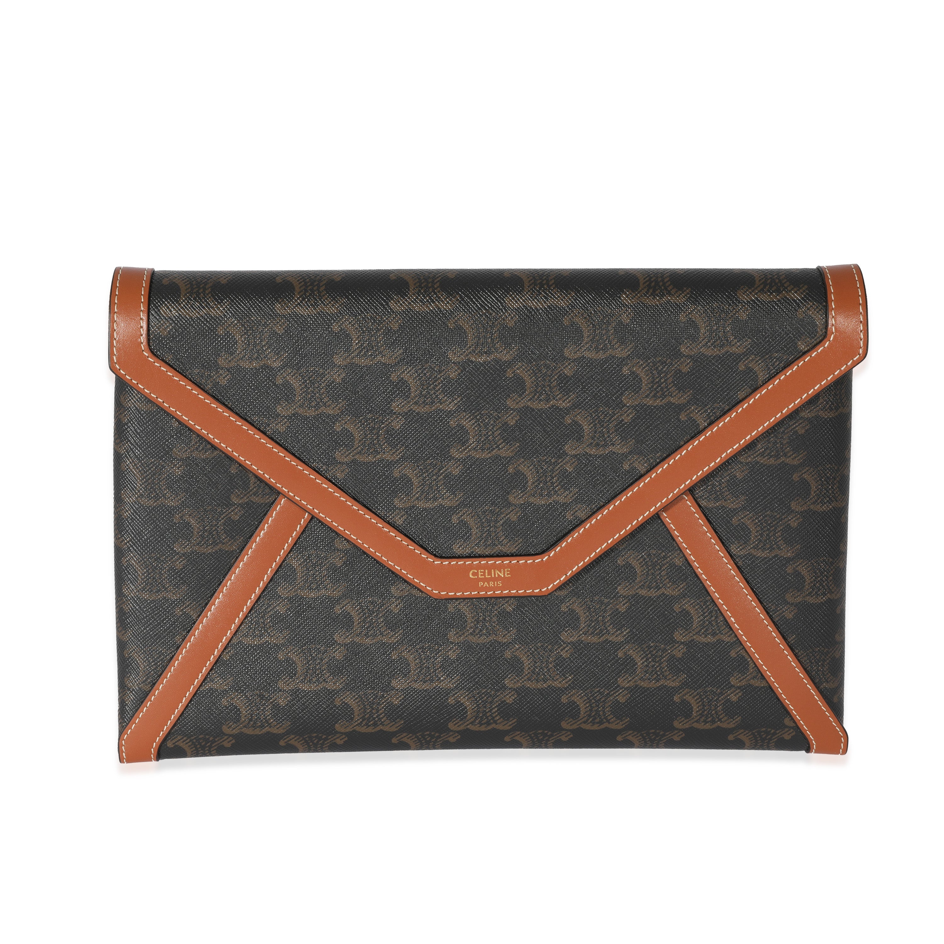 Celine - Jewelry Pouch in Triomphe Canvas and Calfskin Leather - Brown - for Women