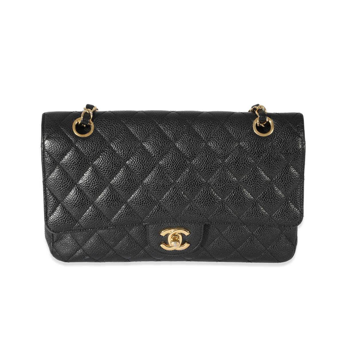 Chanel Black Quilted Caviar Medium Double Flap Bag