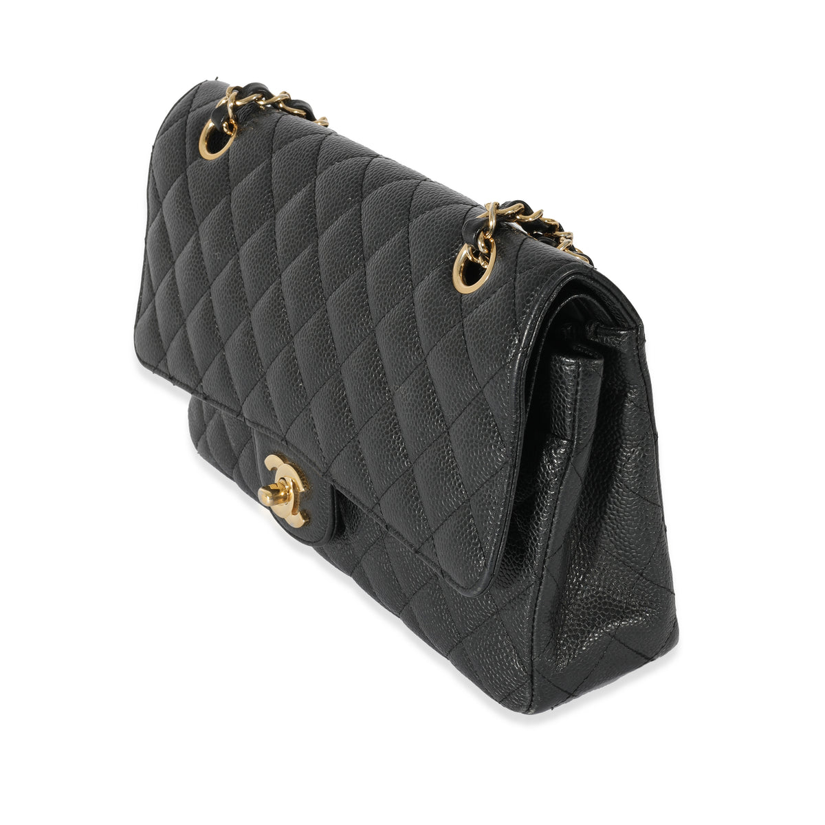 CHANEL Caviar Quilted Medium Double Flap Black 1289087