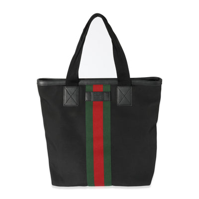 Gucci Black Canvas Techno Web Tote