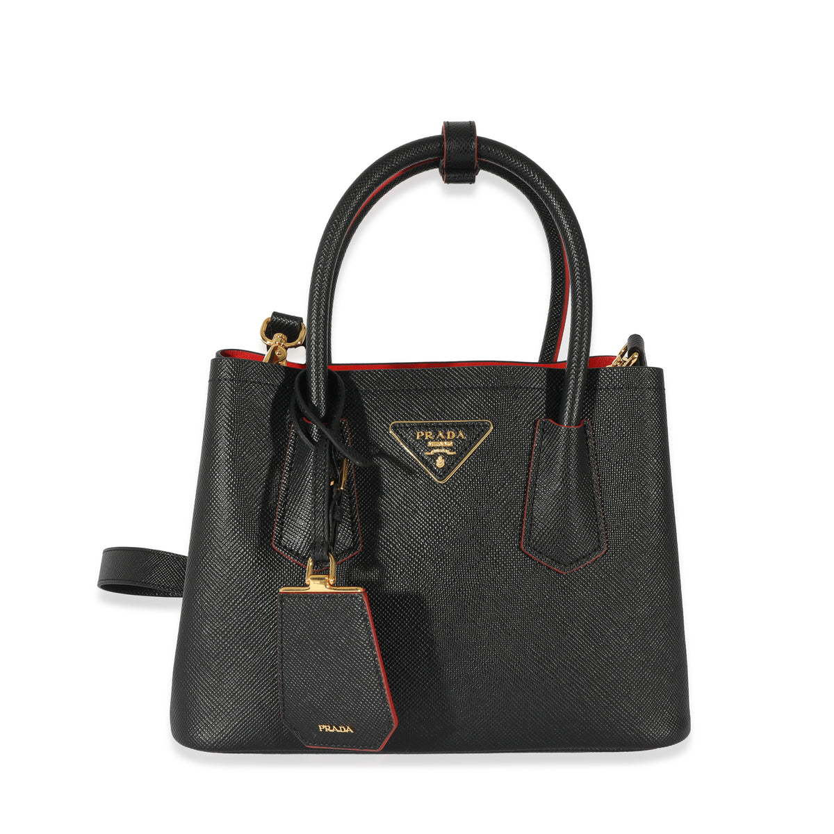 Prada Black Saffiano Lux Leather Promenade Bag 1BA837 | Yoogi's Closet