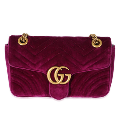 Gucci Purple Velvet Small GG Marmont Bag