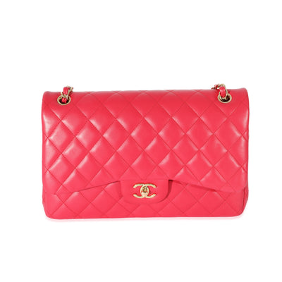 Chanel Pink Lambskin Classic Jumbo Double Flap