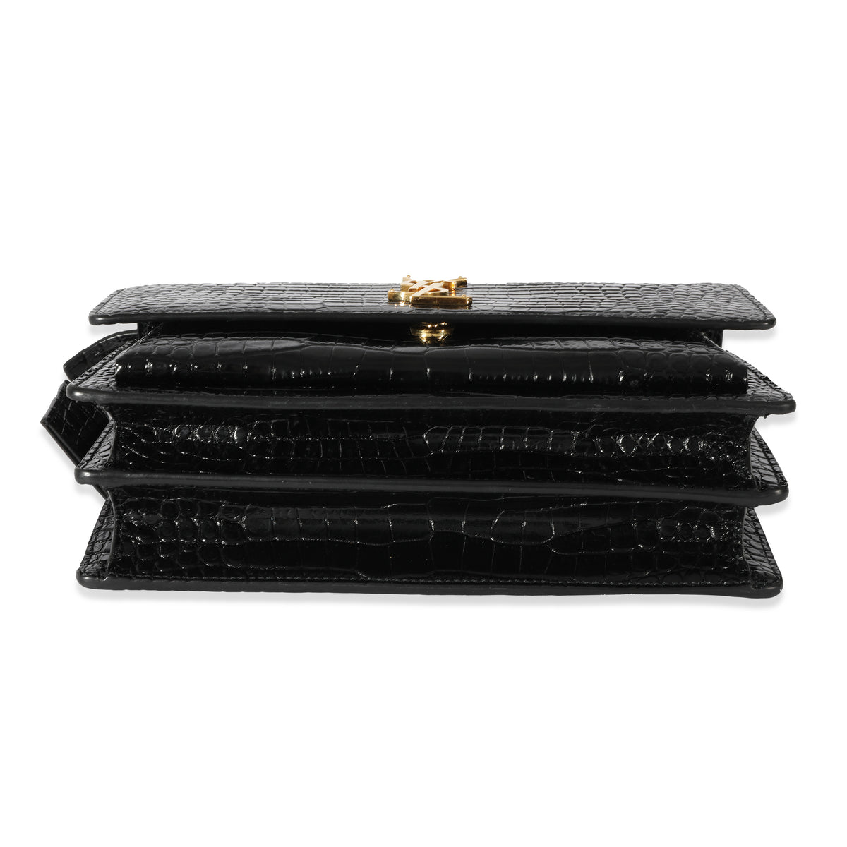 Saint Laurent Crocodile Embossed Black Medium Monogram Sunset