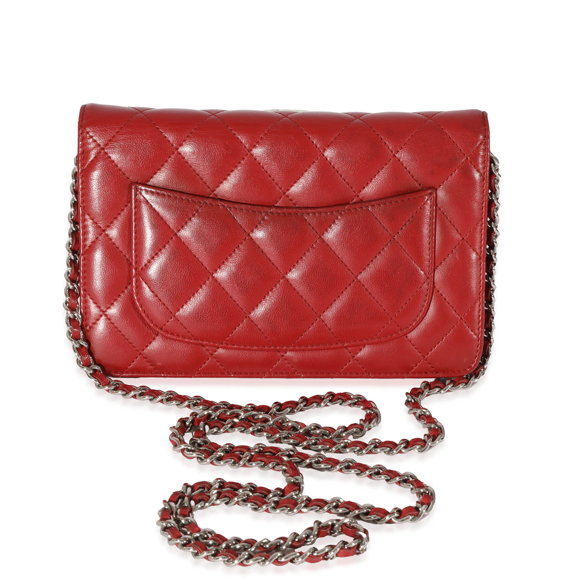 WALLET ON STRAP IN TRIOMPHE CANVAS AND LAMBSKIN - RED