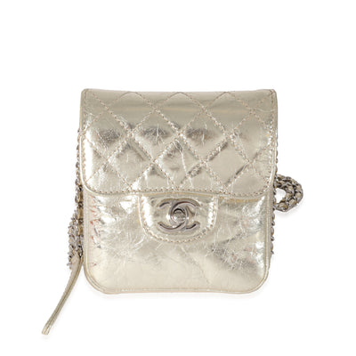 Chanel Gold Metallic Calfskin Clams Chain Wallet On Chain