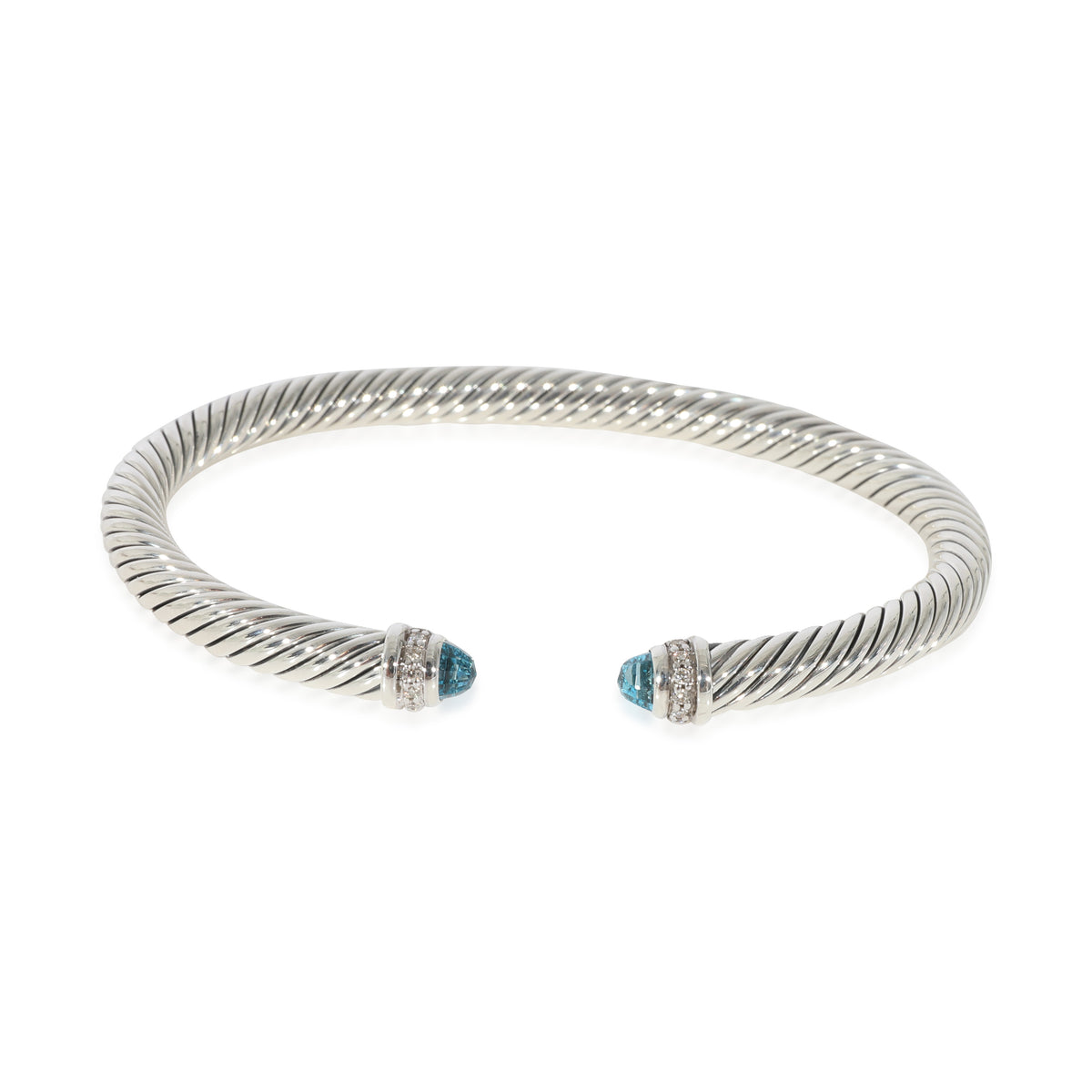 David Yurman Cable Classics Topaz Diamond Bracelet in Sterling Silver Blue