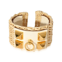 Hermes Medor Picnic Cuff Bracelet In Barenia Calfskin Gold Plated