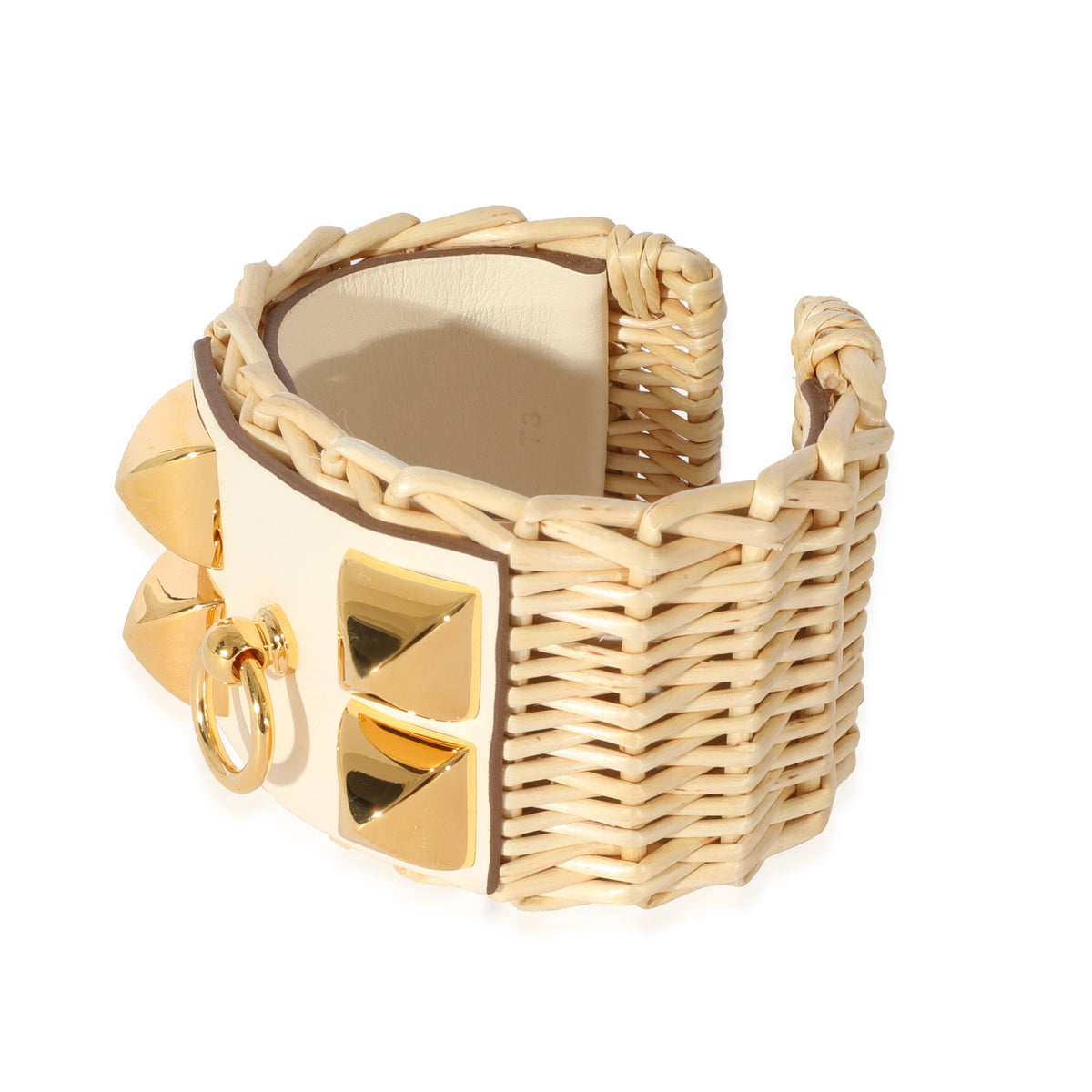 Hermes Medor Picnic Cuff Bracelet In Barenia Calfskin Gold Plated