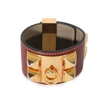 Hermes Collier De Chien Bracelet In Box Calfskin Gold Plated