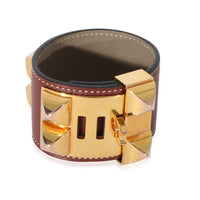 Hermes Collier De Chien Bracelet In Box Calfskin Gold Plated