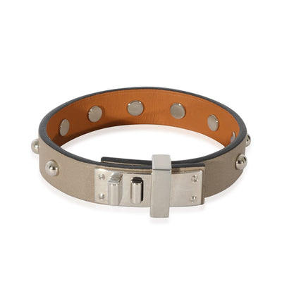 Hermes Mini Dog Clous Ronds Wrap Palladium Plated Bracelet