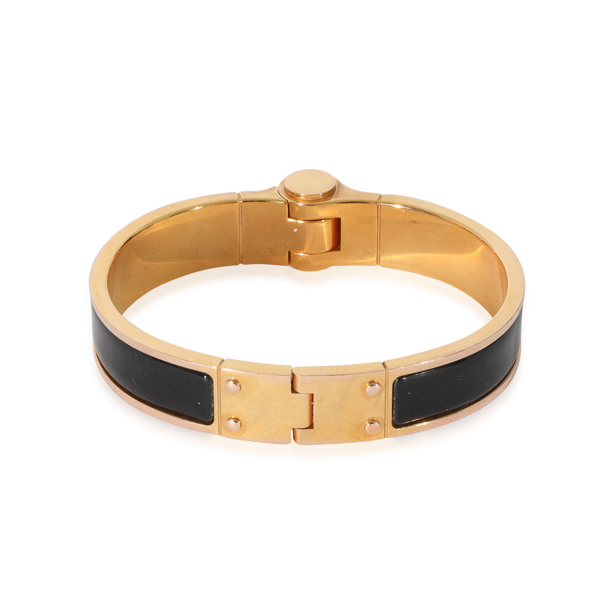 Hermes Charnaire Narrow Bracelet In Noir Gold Plated