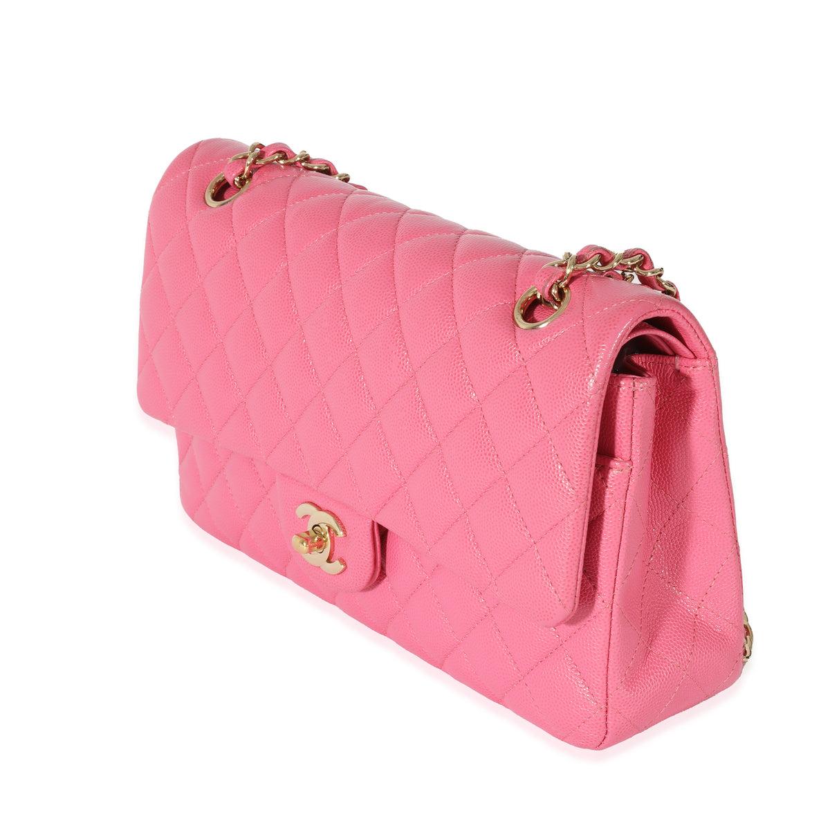 Chanel Pink Quilted Caviar Medium Classic Double Flap