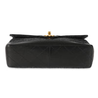 Chanel Vintage Black Lambskin & Grey Felt Classic Flap Bag