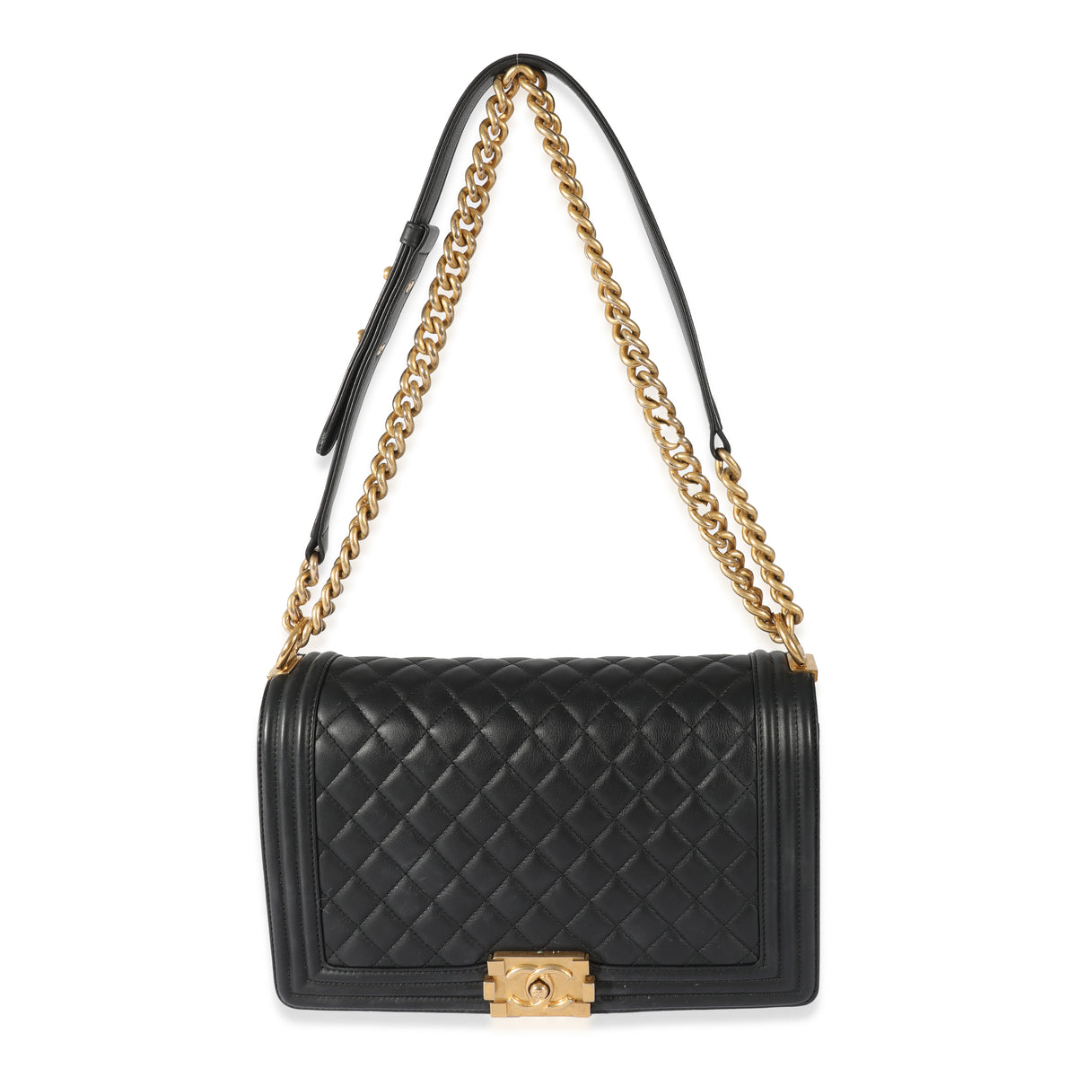 Chanel Black Quilted Lambskin Medium Boy Bag