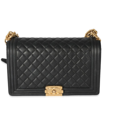 Chanel Black Quilted Lambskin Medium Boy Bag