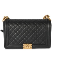 Chanel Black Quilted Lambskin Medium Boy Bag