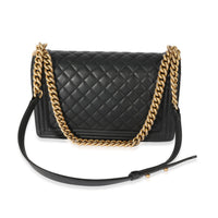 Chanel Black Quilted Lambskin Medium Boy Bag