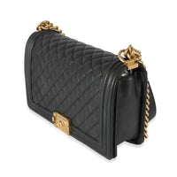 Chanel Black Quilted Lambskin Medium Boy Bag