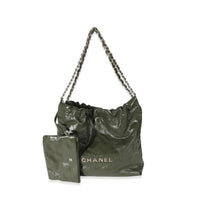 Chanel Khaki Shiny Calfskin 22 Bag