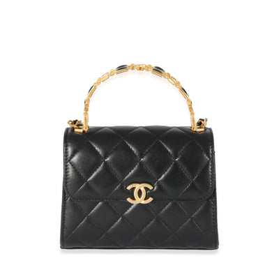 Chanel 23A Black Lambskin Clutch With Chain