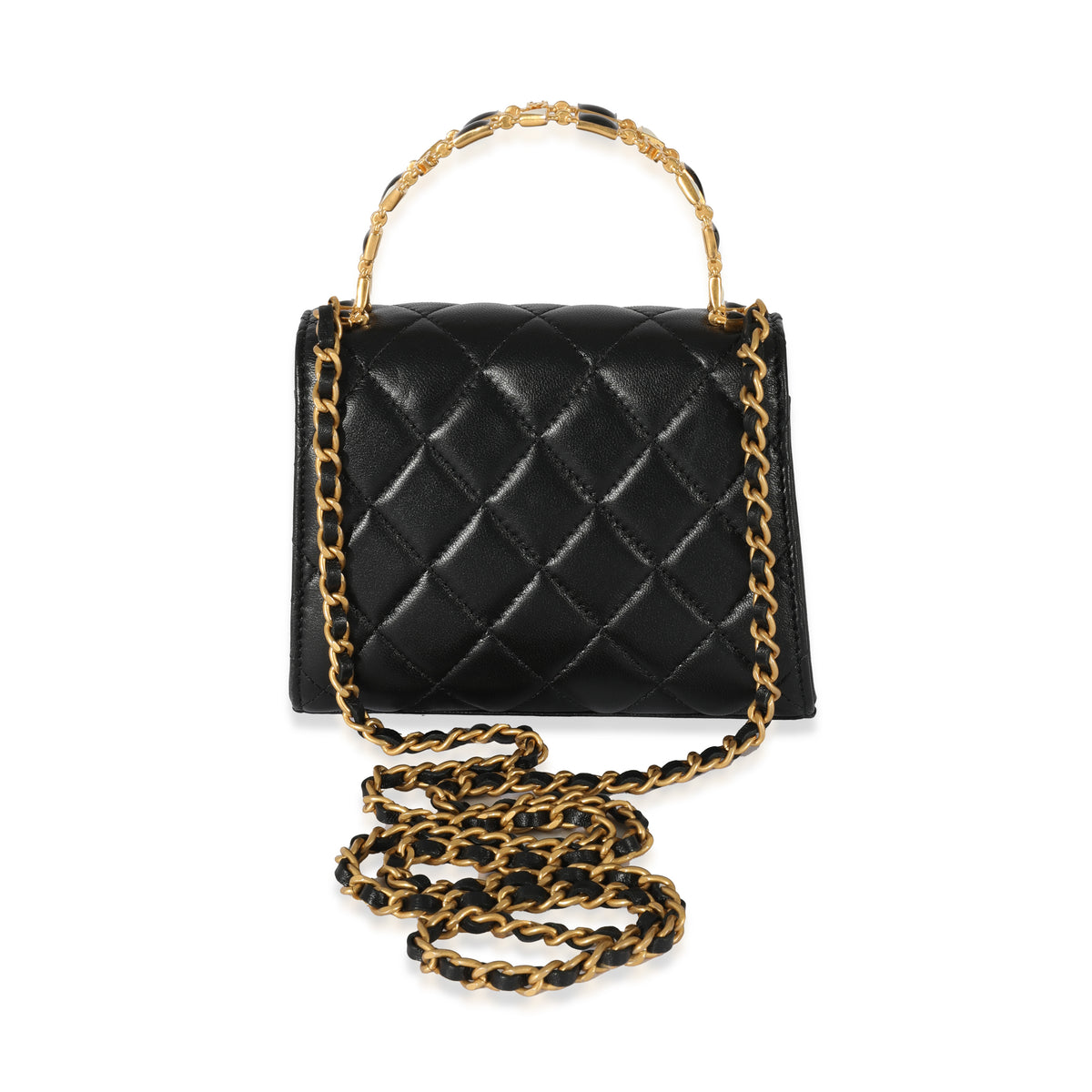 Chanel 23A Black Lambskin Clutch With Chain