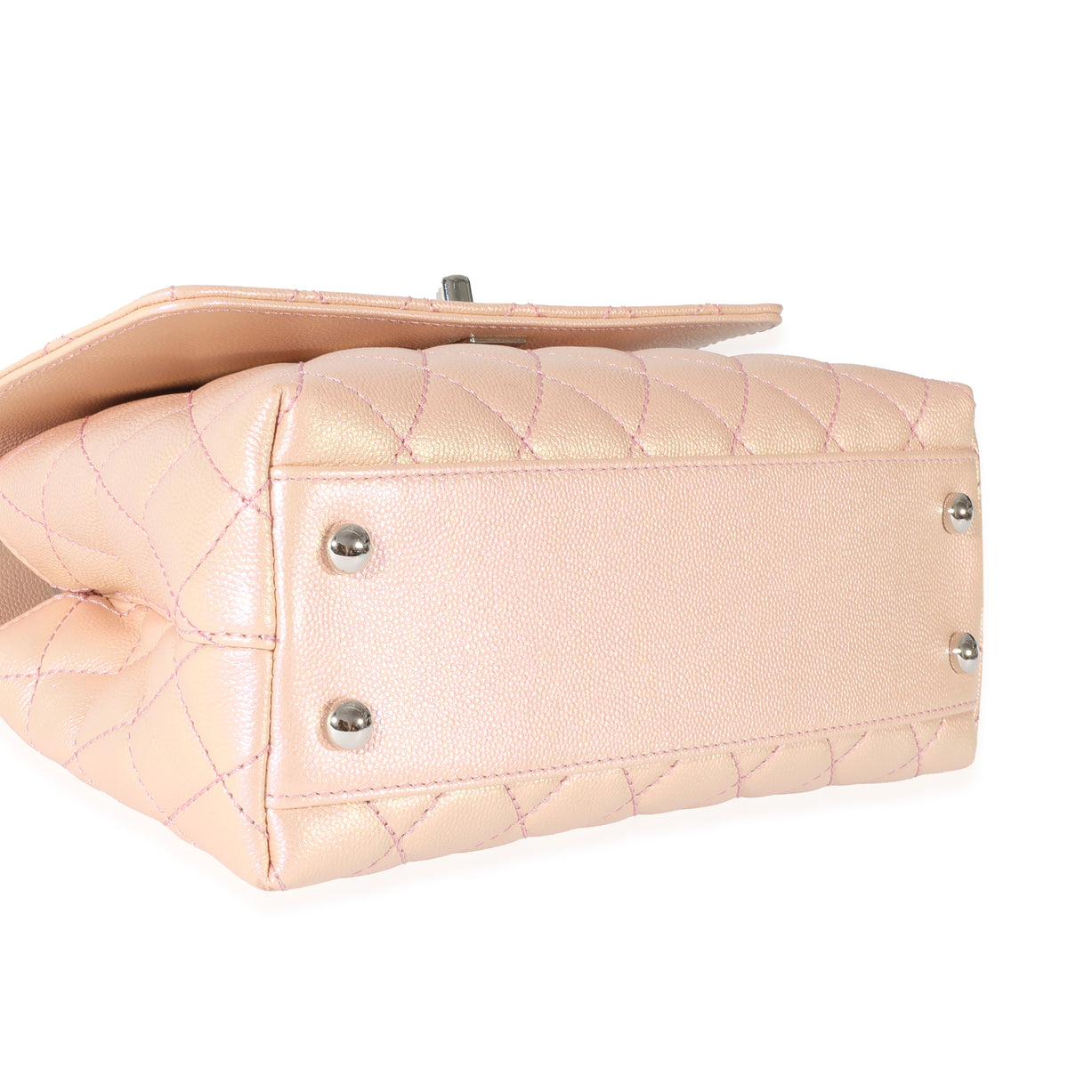 Chanel Pink Iridescent Quilted Caviar Coco Top Handle