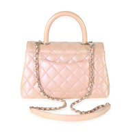 Chanel Pink Iridescent Quilted Caviar Coco Top Handle