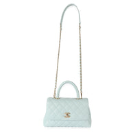 Chanel 22P Blue Quilted Caviar Small Coco Top Handle Flap