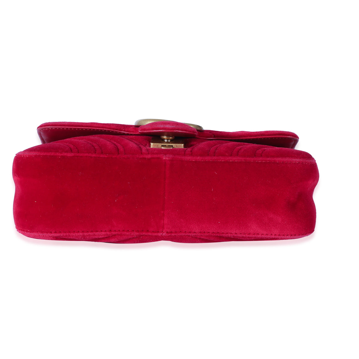 Gucci Red Matelassé Velvet Mini Marmont Shoulder Bag