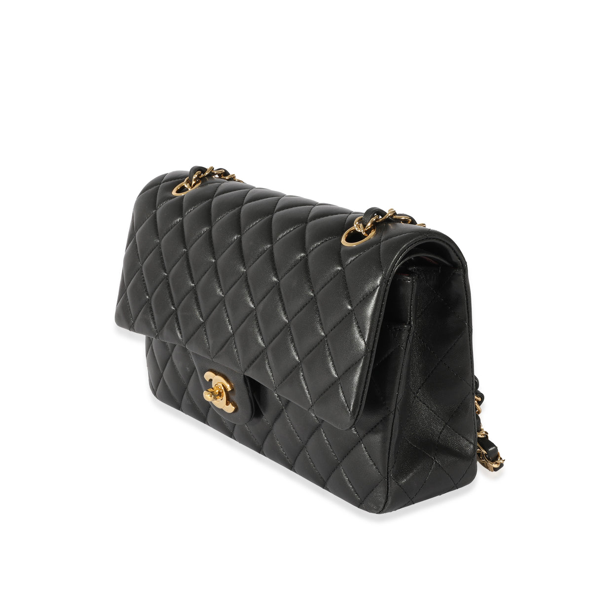 Chanel Black Lambskin Medium Classic Double Flap