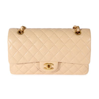 Chanel Beige Lambskin Medium Classic Double Flap