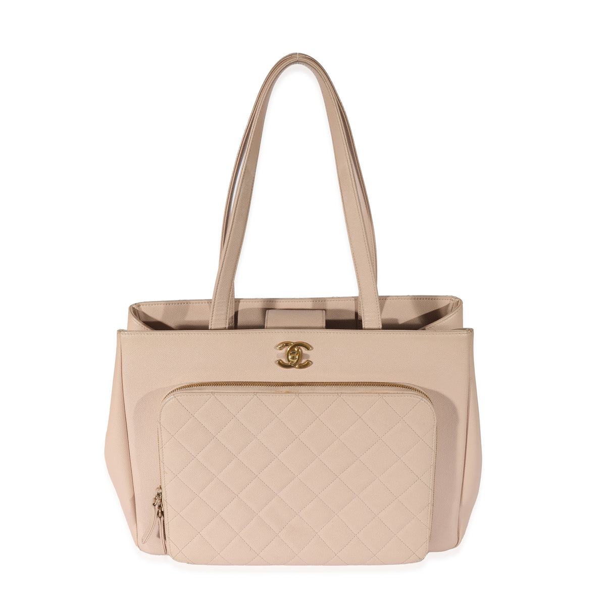 Chanel Business Affinity Flap Bag Quilted Caviar Medium Beige