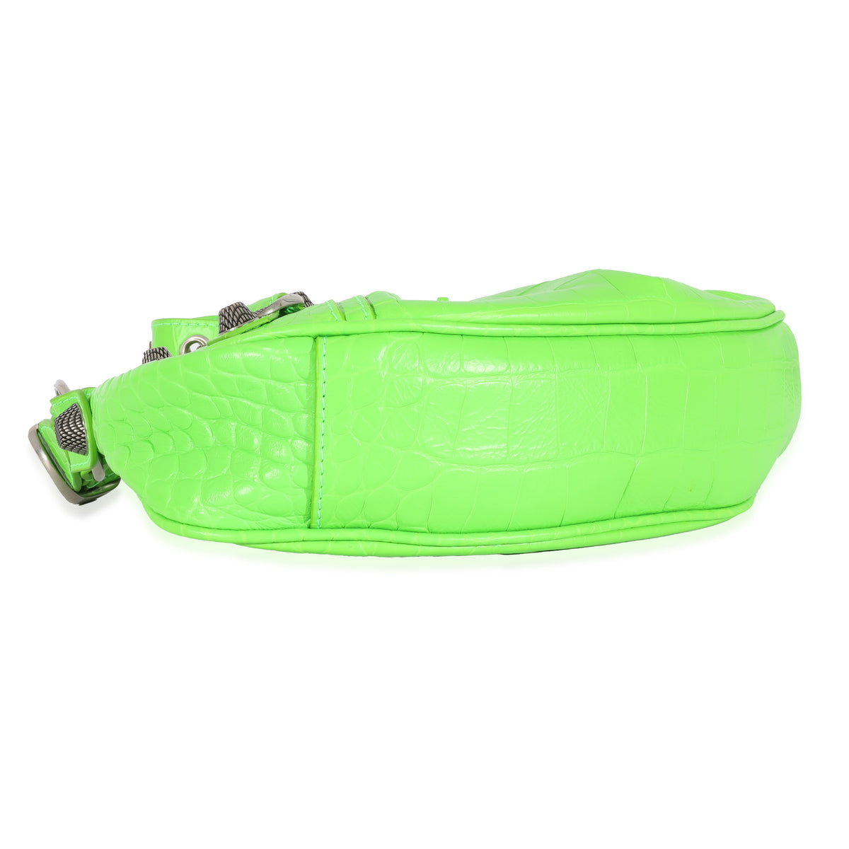 Balenciaga Neon Green Croc Embossed Le Cagole XS