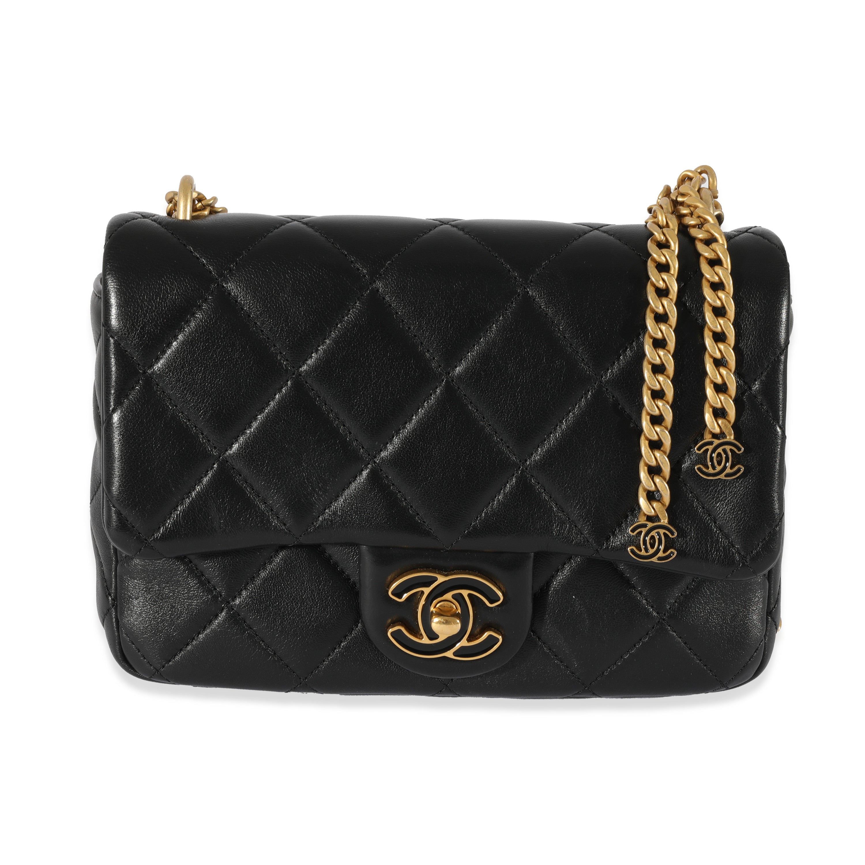 Chanel Black Lambskin Enamel Pending CC Mini Square Flap, myGemma