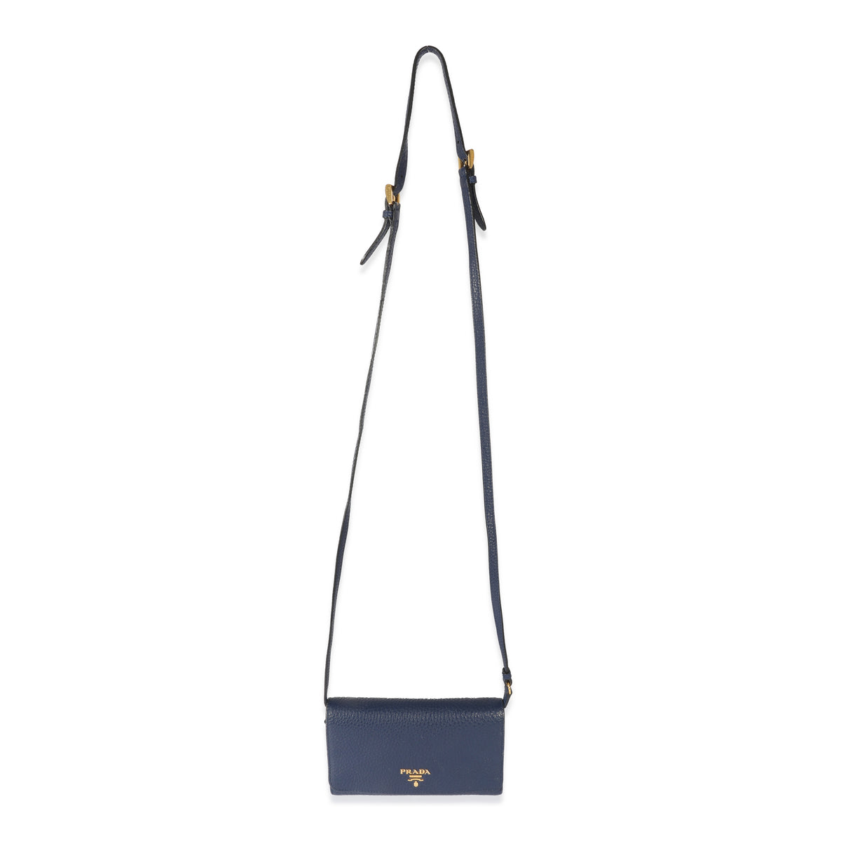 Prada Navy Leather Wallet On Strap