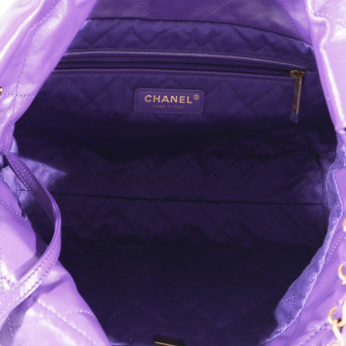 CHANEL Shiny Calfskin Quilted Chanel 22 Purple 1239590