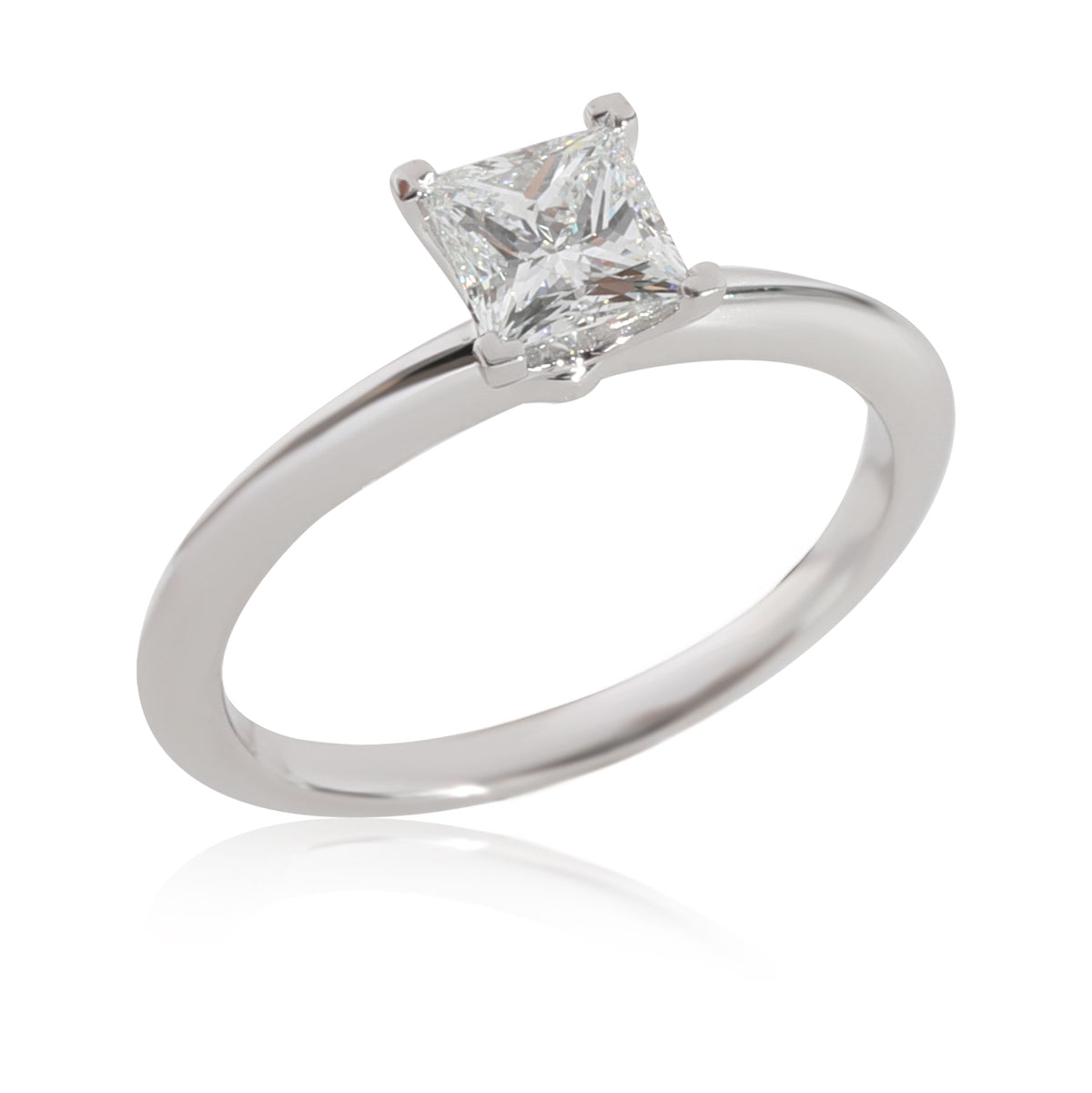 Tiffany & Co. Princess Diamond Solitaire Ring in  Platinum E VVS2 0.71 CTW