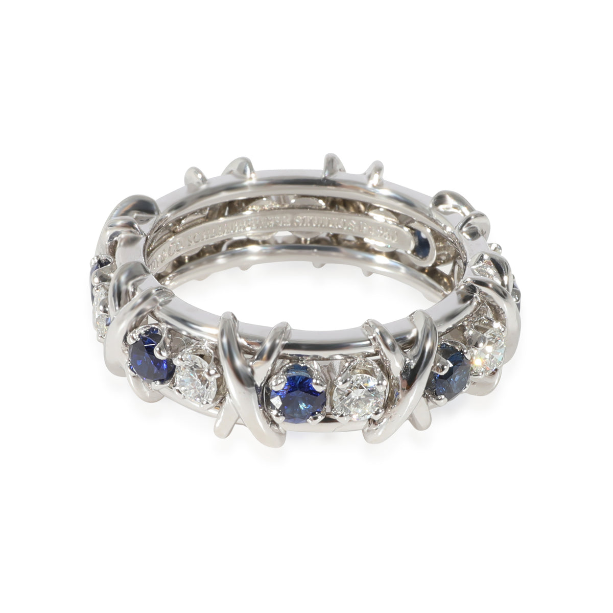 Tiffany & Co. Schlumberger Sapphire Diamond Ring in  Platinum 0.59 CTW